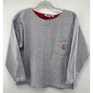 Cape Isle Knitters Nautical Knit Pullover Top Cotton 90s 80s Y2K Stripe Heavy L